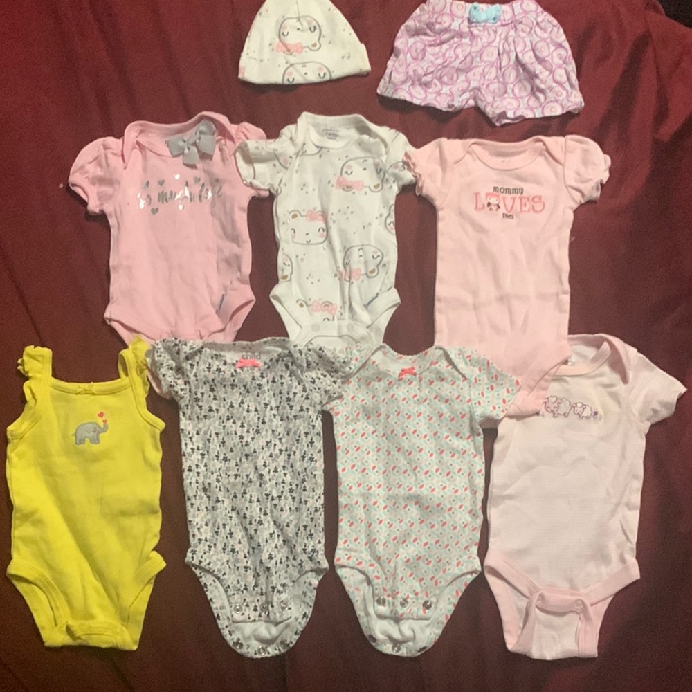 Baby Girl Onesie and Outfit Set - Pink, Yellow, White